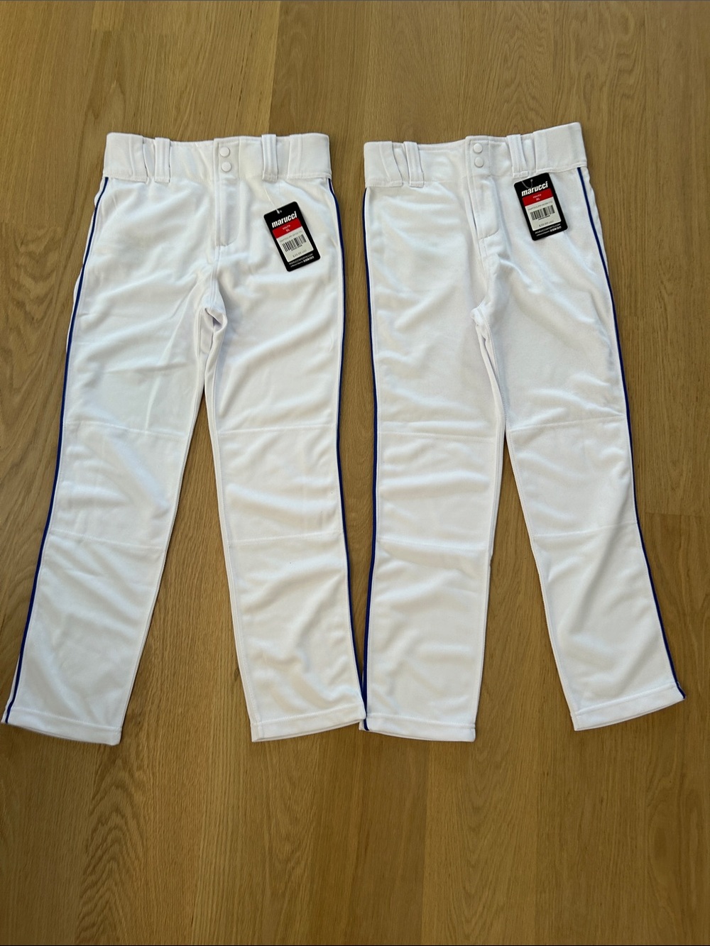 NWT Marucci Kids White Baseball Pants with Blue Piping - Youth XL - Picture 2 of 7